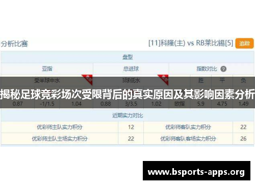揭秘足球竞彩场次受限背后的真实原因及其影响因素分析